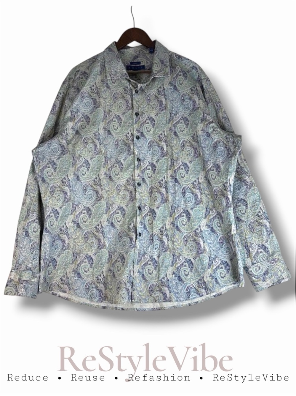 KOLTE Men’s Size XXL Shirt Button Down Long Sleeve Stretch Cotton Paisley Print